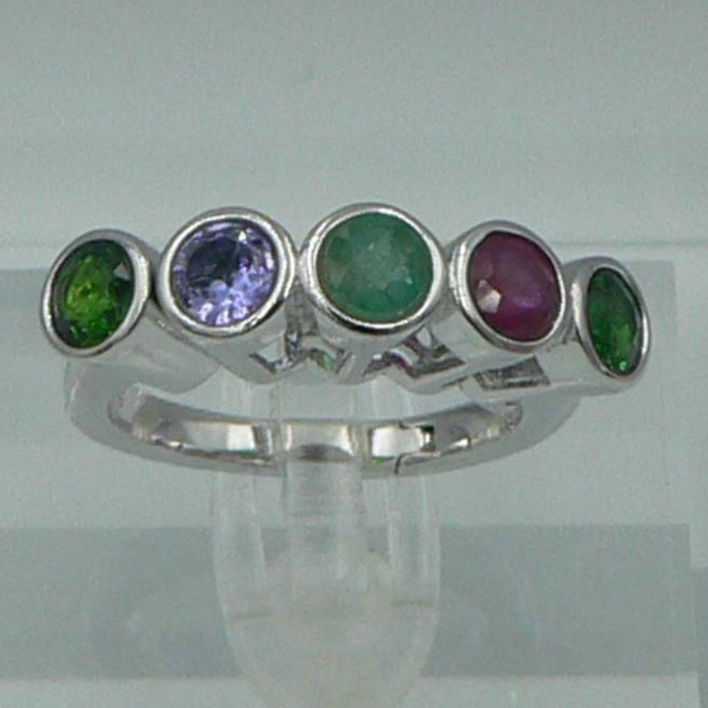 Sz 6 Genuine Multi Gemstone Ring